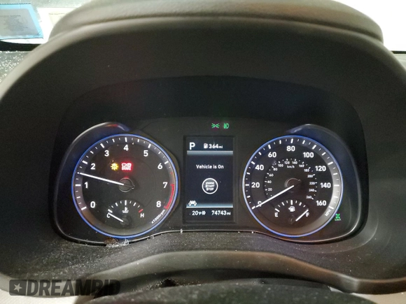 2019 Hyundai Kona Ultimate with VIN KM8K5CA50KU390434, listed as a Copart auction lot 41604145 with 74,743 mi miles and Salvage Title. Bid and sale history available at carsss.com. Image 9.