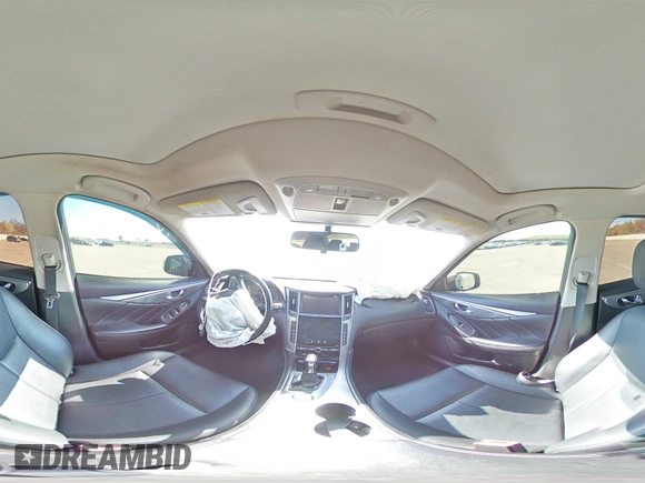 2015 Infiniti Q50 with VIN JN1BV7AR9FM405679, listed as a Copart auction lot 55884795 with 104,419 mi miles and Salvage title. Bid and sale history available at DreamBid. Image 14.