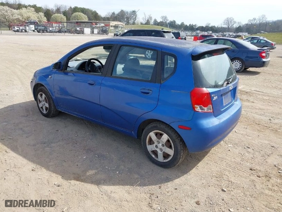 2005 Chevrolet Aveo LS with VIN KL1TD62605B410547, listed as a IAAI auction lot 41833279 with 190,861 mi miles. Bid and sale history available at carsss.com. Image 3.