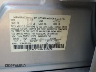 2007 Nissan Altima 2.5 with VIN 1N4AL21E97C197878, listed as a Copart auction lot 87014524 with 0 mi miles and Salvage Title. Bid and sale history available at carsss.com. Image 12.