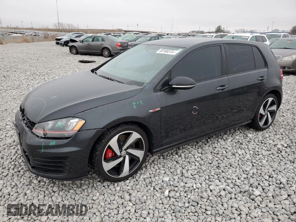 2017 Volkswagen Golf GTI Autobahn with VIN 3VW547AU5HM057806, listed as a Copart auction lot 80166574 with 36,772 mi miles and Clean Title. Bid and sale history available at carsss.com. Image 1.