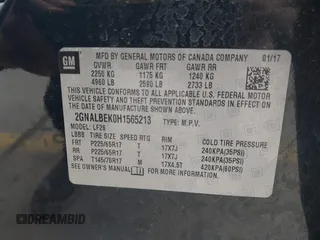 2017 Chevrolet Equinox LS z VIN 2GNALBEK0H1565213, wystawiony jako IAAI lot #40280303 z przebiegiem 55 543 mil mil oraz . Historia ofert i sprzedaży dostępna na DreamBid. Obrazek 9.