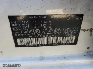 2019 Subaru Impreza with VIN 4S3GTAA62K3742142, listed as a Copart auction lot 53808815 with 37,639 mi miles and Salvage Title. Bid and sale history available at carsss.com. Image 12.