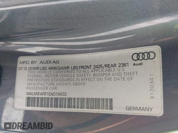 2014 Audi A5 Prestige z VIN WAUWFAFR1EA016632, wystawiony jako IAAI lot #42580587 z przebiegiem 88 145 mil mil oraz . Historia ofert i sprzedaży dostępna na DreamBid. Obrazek 9.