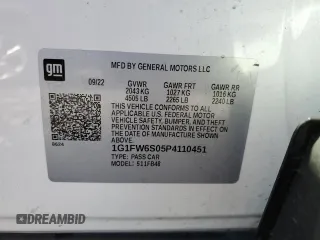 2023 Chevrolet Bolt EV 1LT with VIN 1G1FW6S05P4110451, listed as a Copart auction lot 50288915 with 7,760 mi miles and Salvage Title. Bid and sale history available at carsss.com. Image 12.
