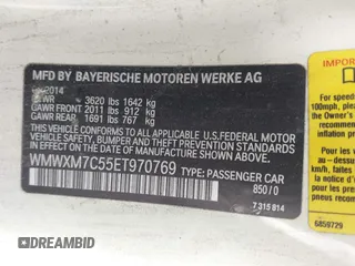 2014 MINI Hardtop S with VIN WMWXM7C55ET970769, listed as a IAAI auction lot 42181868 with 173,839 mi miles and . Bid and sale history available at DreamBid. Image 9.