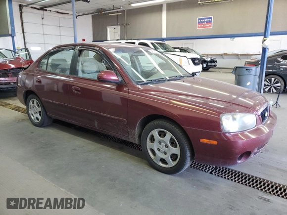 2001 Hyundai Elantra GLS with VIN KMHDN45D71U140221, listed as a Copart auction lot 54695955 with 107,725 mi miles and Salvage title. Bid and sale history available at DreamBid. Image 4.