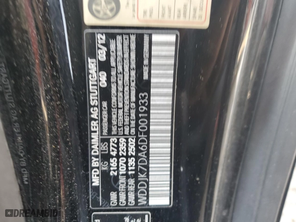 2013 Mercedes-Benz SL-Class SL 550 with VIN WDDJK7DA6DF001933, listed as a Copart auction lot 44362515 with 123,968 mi miles and Salvage Title. Bid and sale history available at carsss.com. Image 12.