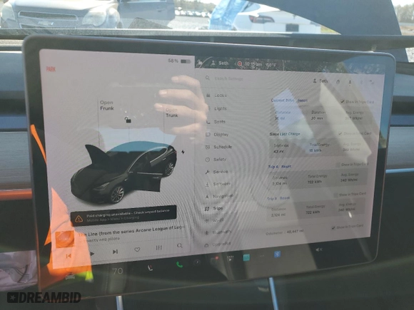 2019 Tesla Model 3 Long Range with VIN 5YJ3E1EB5KF434594, listed as a Copart auction lot 49093515 with 0 mi miles and Salvage Title. Bid and sale history available at carsss.com. Image 9.