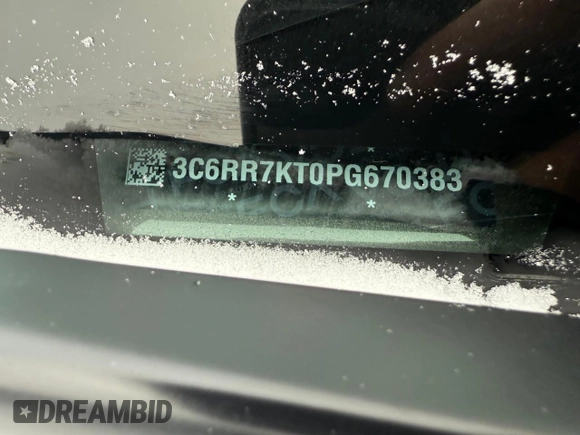 2023 Ram 1500 Express с VIN 3C6RR7KT0PG670383, выставлен на аукционе Copart как лот 85488104 с пробегом Не указан миль и Списание • Salvage title. История ставок и продаж доступна на DreamBid. Изображение 11.