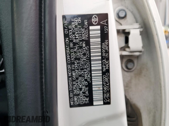 2016 Toyota Prius One with VIN JTDKDTB32G1122675, listed as a Copart auction lot 52724665 with 88,561 mi miles and Clean Title. Bid and sale history available at DreamBid. Image 13.