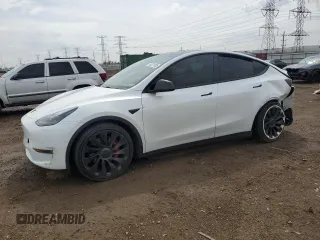 2022 Tesla Model Y Performance with VIN 7SAYGDEF5NF380905, listed as a Copart auction lot 54231985 with 55,823 mi miles and Salvage title. Bid and sale history available at DreamBid. Image 1.