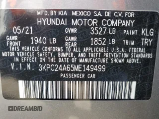 2021 Hyundai Accent SE z VIN 3KPC24A65ME149499, wystawiony jako Copart lot #72032043 z przebiegiem 53 262 mil mil oraz Szkoda całkowita • Salvage title. Historia ofert i sprzedaży dostępna na DreamBid. Obrazek 12.