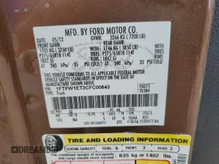 2012 Ford F-150 XL with VIN 1FTFW1ET3CFC00843, listed as a Copart auction lot 47220675 with 163,294 mi miles and Salvage Title. Bid and sale history available at carsss.com. Image 13.