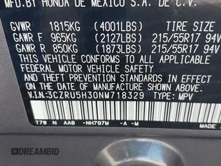 2022 Honda HR-V LX z VIN 3CZRU5H30NM718329, wystawiony jako IAAI lot #42396971 z przebiegiem 28 411 mil mil oraz . Historia ofert i sprzedaży dostępna na DreamBid. Obrazek 9.
