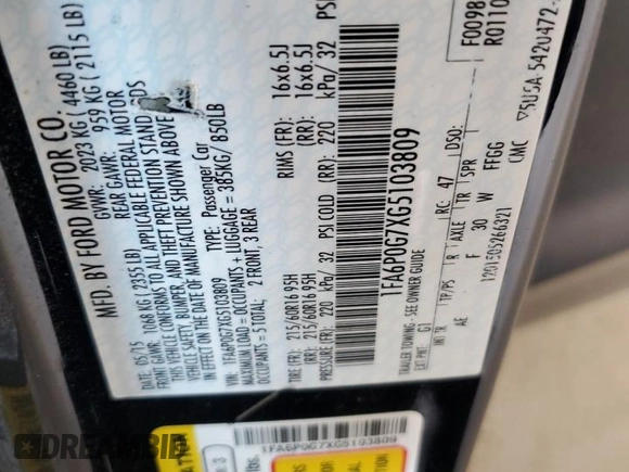 2016 Ford Fusion S with VIN 1FA6P0G7XG5103809, listed as a Copart auction lot 62182995 with 151,362 mi miles and Salvage title. Bid and sale history available at DreamBid. Image 12.