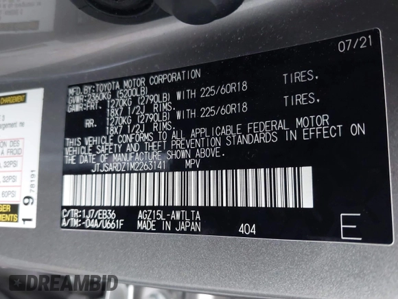 2021 Lexus NX with VIN JTJSARDZ1M2263141, listed as a IAAI auction lot 41245936 with 32,294 mi miles. Bid and sale history available at carsss.com. Image 9.