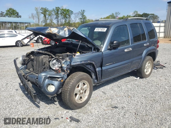 2002 Jeep Liberty Limited with VIN 1J8GL58K32W144319, listed as a Copart auction lot 51571025 with 145,913 mi miles and Salvage title. Bid and sale history available at DreamBid. Image 1.