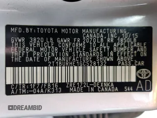 2016 Toyota Corolla L with VIN 2T1BURHE1GC528132, listed as a Copart auction lot 51324135 with 145,034 mi miles and Salvage Title. Bid and sale history available at DreamBid. Image 15.