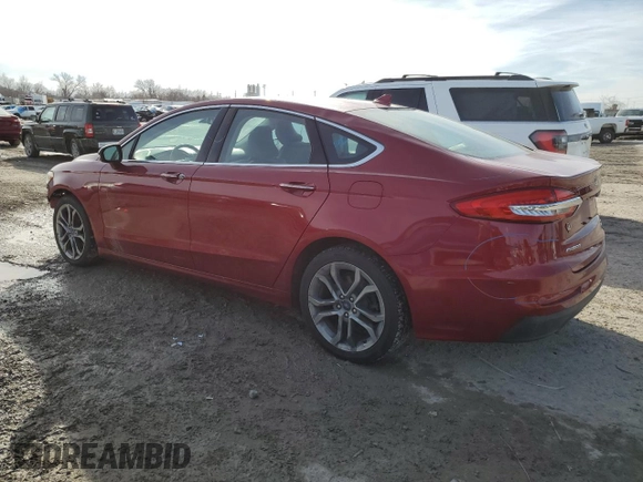 2019 Ford Fusion SEL with VIN 3FA6P0CD0KR250996, listed as a Copart auction lot 46589115 with 50,057 mi miles and Salvage Title. Bid and sale history available at carsss.com. Image 2.