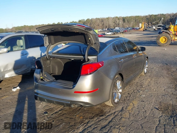 2014 Kia Optima SX Turbo with VIN 5XXGR4A62EG272392, listed as a IAAI auction lot 41236920 with 189,504 mi miles and . Bid and sale history available at DreamBid. Image 4.
