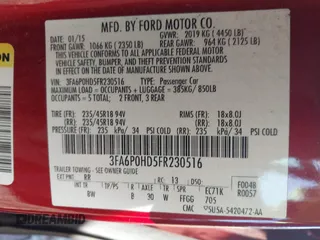 2015 Ford Fusion SE with VIN 3FA6P0HD5FR230516, listed as a IAAI auction lot 42507960 with 159,045 mi miles and . Bid and sale history available at DreamBid. Image 9.