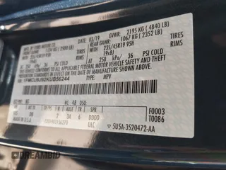 2019 Ford Escape Titanium с VIN 1FMCU9J92KUB56244, выставлен на аукционе IAAI как лот 42553011 с пробегом 37 201 миль миль и . История ставок и продаж доступна на DreamBid. Изображение 9.
