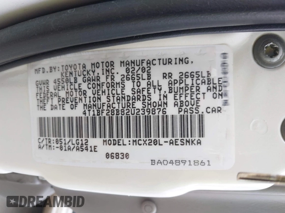 2002 Toyota Avalon XL with VIN 4T1BF28B82U239876, listed as a IAAI auction lot 42142686 with 104,163 mi miles and . Bid and sale history available at DreamBid. Image 9.