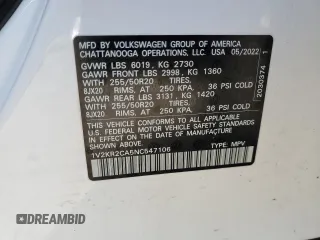 2022 Volkswagen Atlas SE with VIN 1V2KR2CA5NC547106, listed as a Copart auction lot 57410145 with 69,622 mi miles and Salvage title. Bid and sale history available at DreamBid. Image 13.