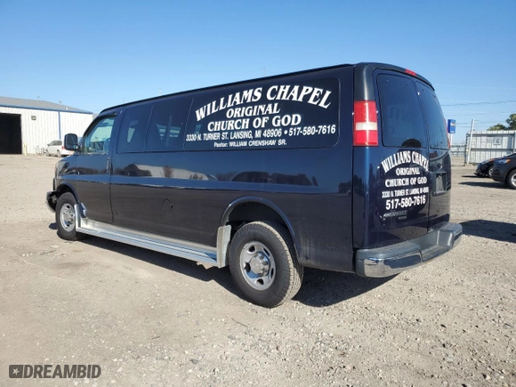 2014 Chevrolet Express Passenger LT with VIN 1GAZG1FG9E1197581, listed as a Copart auction lot 76876634 with 41,840 mi miles and Salvage Title. Bid and sale history available at carsss.com. Image 2.