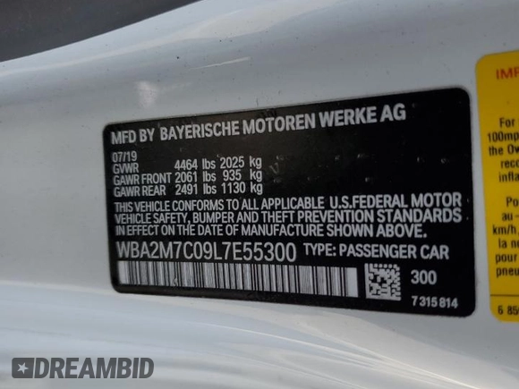 2020 BMW 2 Series 230i with VIN WBA2M7C09L7E55300, listed as a Copart auction lot 61660103 with 35,177 mi miles. Bid and sale history available at carsss.com. Image 13.