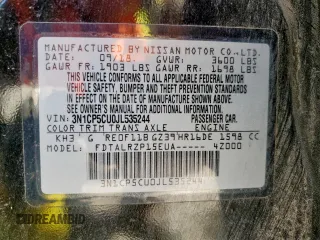 2018 Nissan Kicks S with VIN 3N1CP5CU0JL535244, listed as a Copart auction lot 63816985 with 129,271 mi miles and Salvage title. Bid and sale history available at DreamBid. Image 14.