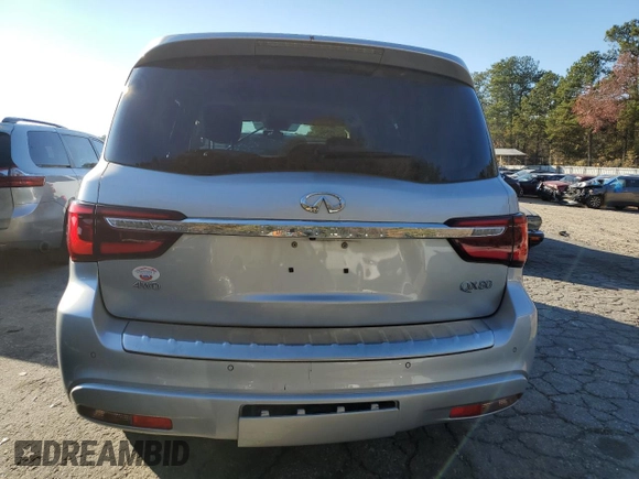 2020 Infiniti QX80 LUXE with VIN JN8AZ2NE0L9255374, listed as a Copart auction lot 79107194 with Not Provided miles and Salvage Title. Bid and sale history available at carsss.com. Image 6.