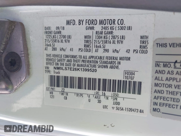 2019 Ford Transit Connect XL с VIN NM0LS7E26K1399520, выставлен на аукционе IAAI как лот 42504889 с пробегом Не указан миль и . История ставок и продаж доступна на DreamBid. Изображение 9.