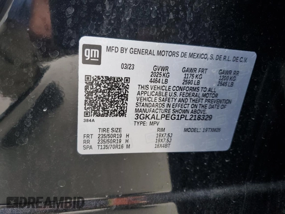 2023 GMC Terrain SLT z VIN 3GKALPEG1PL218329, wystawiony jako Copart lot #57949405 z przebiegiem 25 299 mil mil oraz Szkoda całkowita • Salvage title. Historia ofert i sprzedaży dostępna na DreamBid. Obrazek 13.