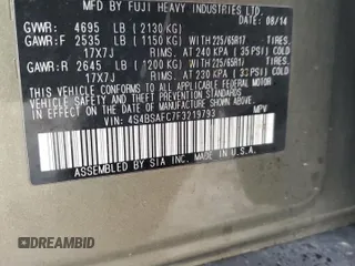 2015 Subaru Outback Premium with VIN 4S4BSAFC7F3219793, listed as a Copart auction lot 76330154 with 74,021 mi miles and Clean Title. Bid and sale history available at DreamBid. Image 13.