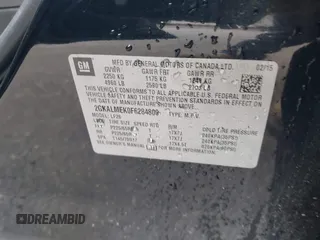 2015 GMC Terrain SLE with VIN 2GKALMEK0F6284800, listed as a IAAI auction lot 42511332 with 150,214 mi miles and . Bid and sale history available at DreamBid. Image 9.