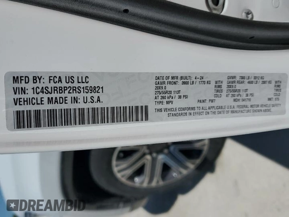 2024 Jeep Wagoneer Series II с VIN 1C4SJRBP2RS159821, выставлен на аукционе Copart как лот 49981005 с пробегом 14 857 миль миль и Чистый • Clean title. История ставок и продаж доступна на DreamBid. Изображение 13.