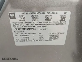 2011 Chevrolet Equinox LT w/2LT with VIN 2CNALPEC9B6469780, listed as a IAAI auction lot 42127506 with 201,537 mi miles. Bid and sale history available at carsss.com. Image 9.
