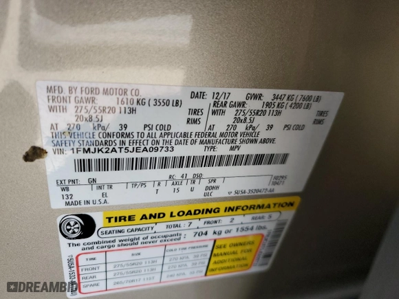 2018 Ford Expedition Max Limited with VIN 1FMJK2AT5JEA09733, listed as a Copart auction lot 88156545 with 78,542 mi miles and Salvage Title. Bid and sale history available at carsss.com. Image 14.