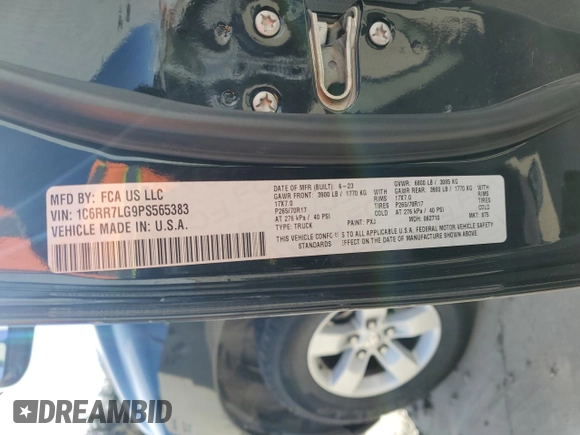 2023 Ram 1500 SLT z VIN 1C6RR7LG9PS565383, wystawiony jako Copart lot #51681085 z przebiegiem 34 430 mil mil oraz Czysty tytuł • Clean title. Historia ofert i sprzedaży dostępna na DreamBid. Obrazek 14.