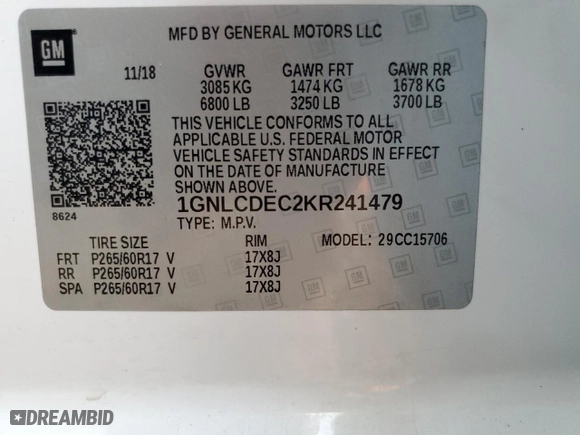 2019 Chevrolet Tahoe Commercial with VIN 1GNLCDEC2KR241479, listed as a Copart auction lot 83676744 with 104,092 mi miles and Salvage Title. Bid and sale history available at carsss.com. Image 13.