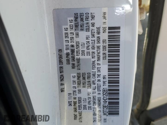 2017 Mazda CX-9 Signature with VIN JM3TCBEY4H0129361, listed as a Copart auction lot 56929295 with 96,686 mi miles and Salvage title. Bid and sale history available at DreamBid. Image 12.