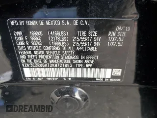 2019 Honda HR-V EX-L with VIN 3CZRU6H72KM721883, listed as a Copart auction lot 43215435 with 46,670 mi miles and Salvage Title. Bid and sale history available at carsss.com. Image 13.