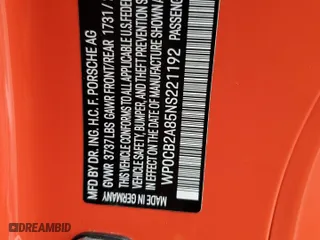 2022 Porsche 718 Boxster S with VIN WP0CB2A85NS221192, listed as a Copart auction lot 51336975 with 10,726 mi miles and Salvage Title. Bid and sale history available at carsss.com. Image 13.