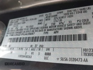 2023 Ford Escape Active with VIN 1FMCU0GZ1PUA35697, listed as a IAAI auction lot 41886290 with 82,824 mi miles and . Bid and sale history available at DreamBid. Image 9.