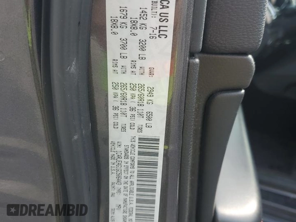 2016 Jeep Grand Cherokee 75th Anniversary with VIN 1C4RJEAG1GC506443, listed as a Copart auction lot 59874015 with 135,714 mi miles and Salvage title. Bid and sale history available at DreamBid. Image 14.