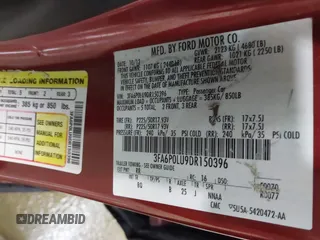 2013 Ford Fusion SE Hybrid with VIN 3FA6P0LU9DR150396, listed as a IAAI auction lot 42080329 with 195,665 mi miles. Bid and sale history available at carsss.com. Image 9.