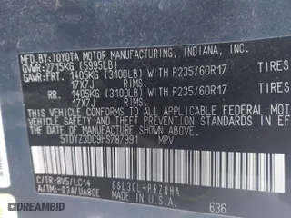 2017 Toyota Sienna XLE Auto Access Seat with VIN 5TDYZ3DC9HS787991, listed as a IAAI auction lot 41534670 with NaN miles. Bid and sale history available at carsss.com. Image 9.