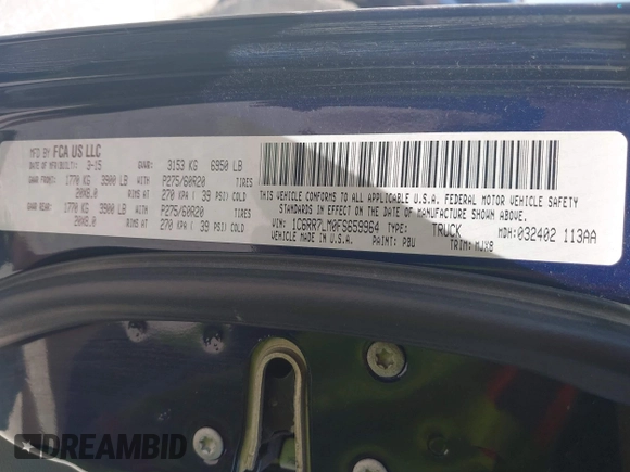 2015 Ram 1500 Big Horn z VIN 1C6RR7LM0FS659964, wystawiony jako IAAI lot #42510869 z przebiegiem 95 629 mil mil oraz . Historia ofert i sprzedaży dostępna na DreamBid. Obrazek 9.